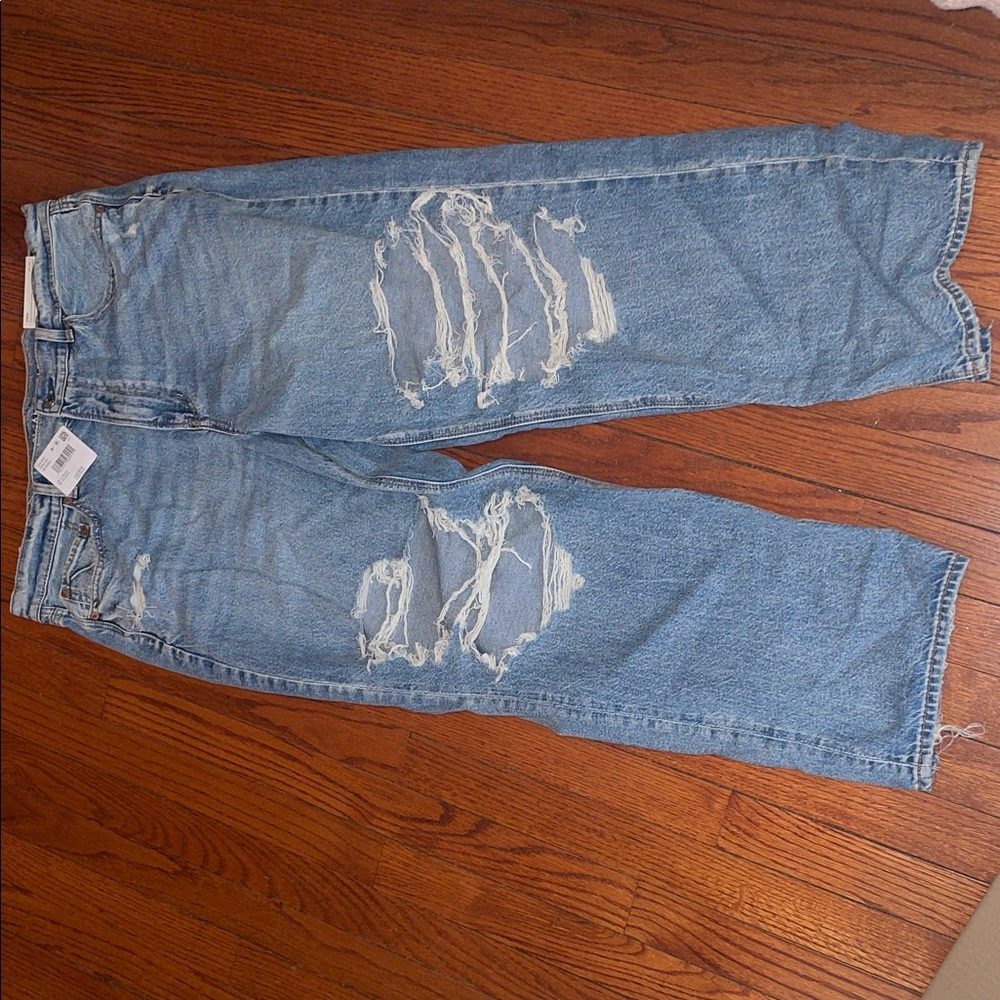 American Eagle Outfitters Light Blue Distressed Flare Jeans